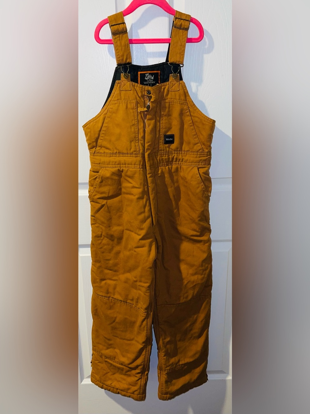 Walls youth boys XL duck brown bib overalls quilted insulated grow system